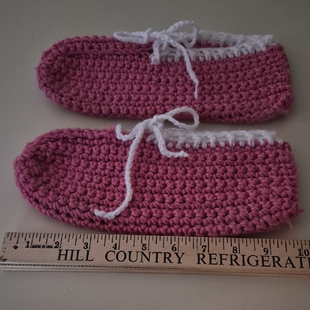 Cozy Pink and White Women's Granny Crochet Slippers